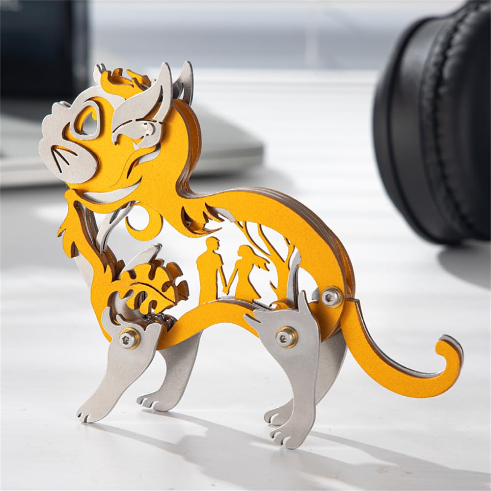 Mokrdomain Dream Cat 3D Metal Puzzle, Orange, 37 Pieces
