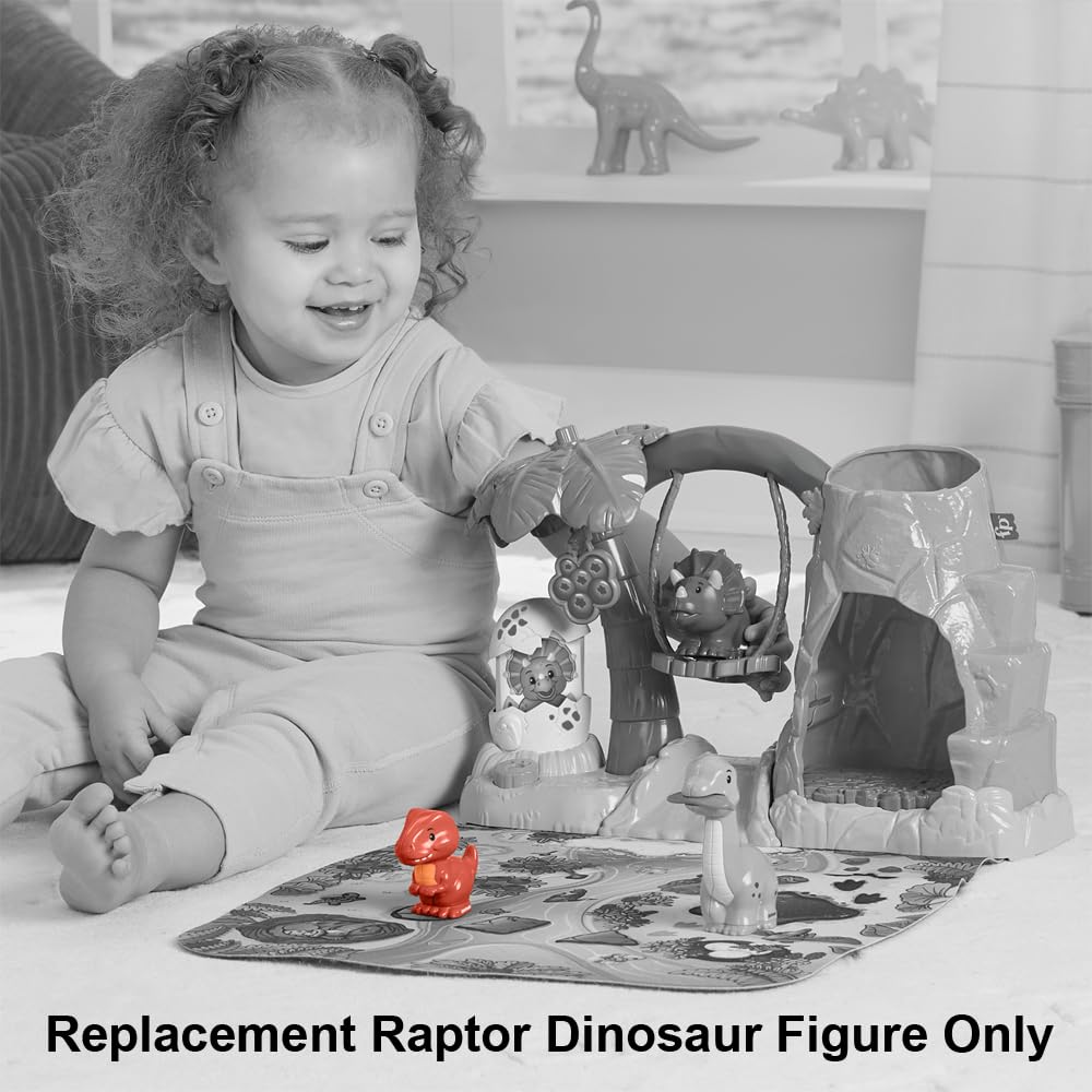 Fisher-Price Replacement Part Little People Dinosaur Village Playset HYH66 - Includes 1 Orange Raptor Dinosaur Figure