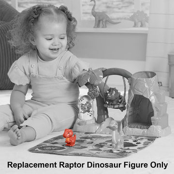 Fisher-Price Replacement Part Little People Dinosaur Village Playset HYH66 - Includes 1 Orange Raptor Dinosaur Figure