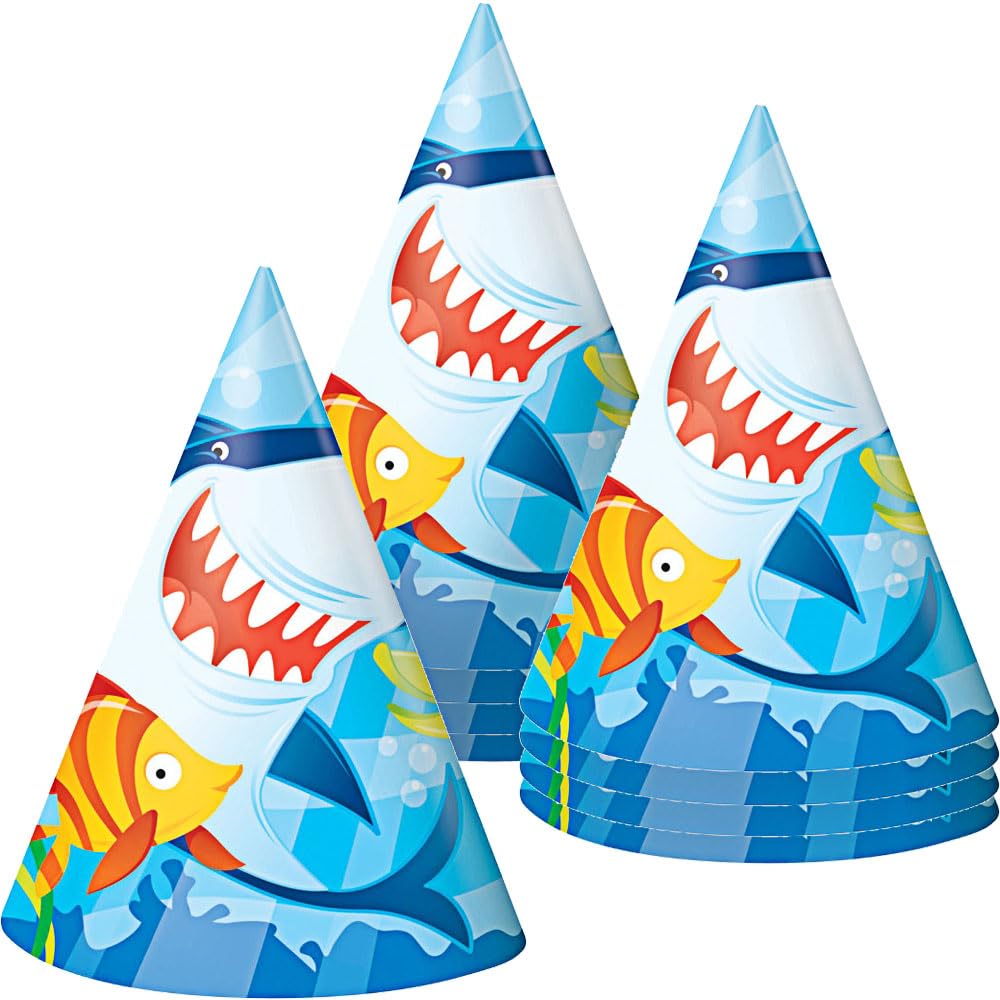 Fin Friends Party Cone Hats | One Size | 8 Pcs