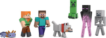 Minecraft Set of 7 Action Figures, World Builder Pack, Starter Collection of Characters in 3.25-inch Scale, Includes Steve, Ari, Enderman & More