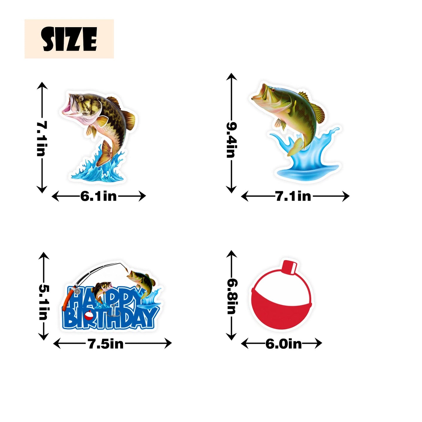 LECAKTO Fishing Themed Centerpiece Sticks, Fisherman Birthday Table Topper - Gone Fishing Themed Birthday Party Decorations -16PCS