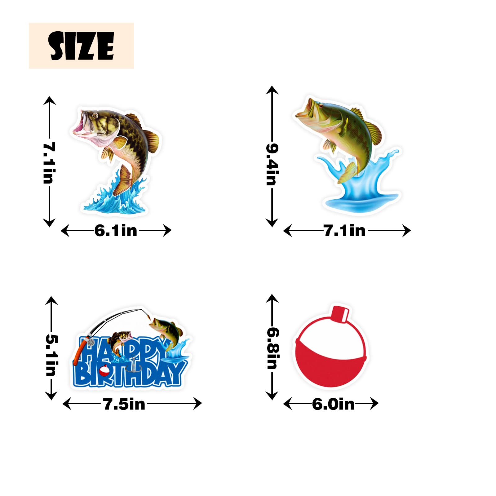 LECAKTO Fishing Themed Centerpiece Sticks, Fisherman Birthday Table Topper - Gone Fishing Themed Birthday Party Decorations -16PCS