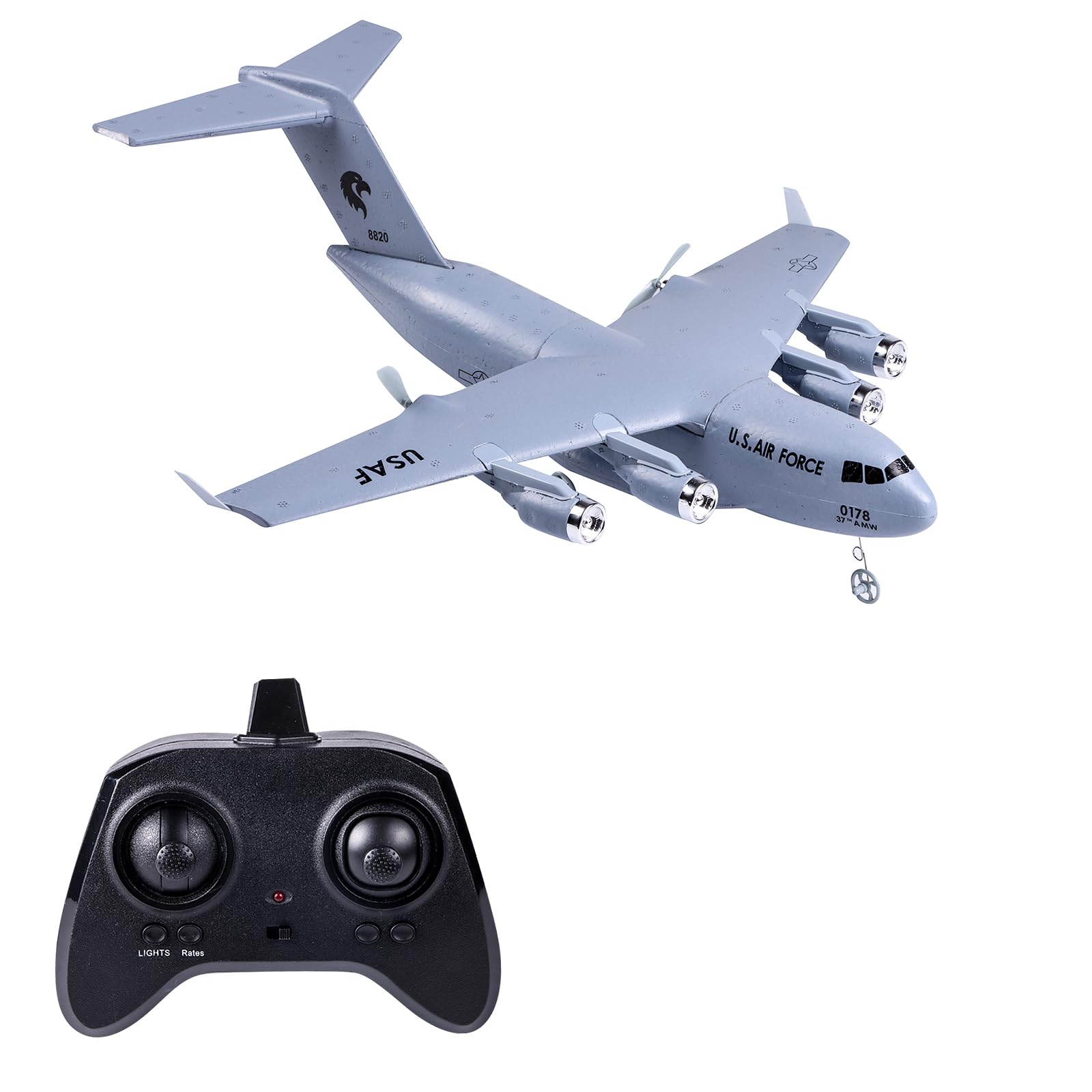 OTTCCTOY RTF RC Plane, 2.4Ghz 2 Channels Airplane, Navy Blue C17 Globemaster III Aircraft, Easy to Fly RC Toy