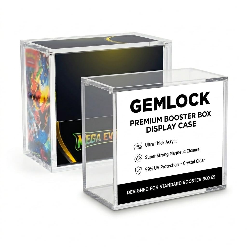 GemLock Booster Box Clear Acrylic case for Booster Boxes 8mm + 5mm Thick Premium Acrylic Protector Case for Collectors, UV 99.9% Proof, Stackable