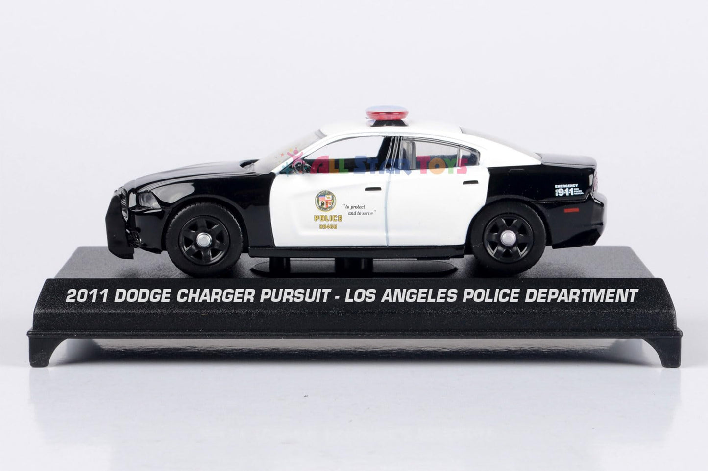 Motormax 2011 Dodge Charger Los Angeles Police Department LAPD Police Pursuit Vehicle 1/43 Diecast Police Car w/Acrylic Display Case 79466