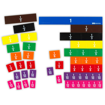 EAI Education Fraction Tiles Without Tray: Numbered - Set of 51