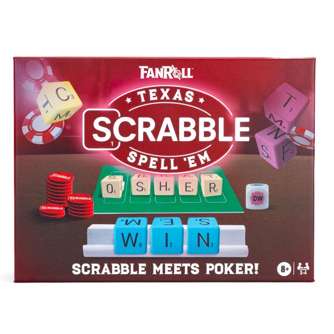 Fanroll Scrabble Texas Spell Em Board Game, Scrabble Meets Texas Hold 'Em Poker with Dice!