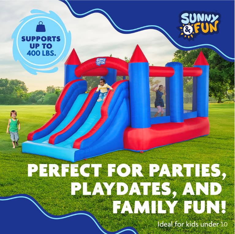 Sunny & Fun Inflatable Bouncy Castle with Dual Slide
