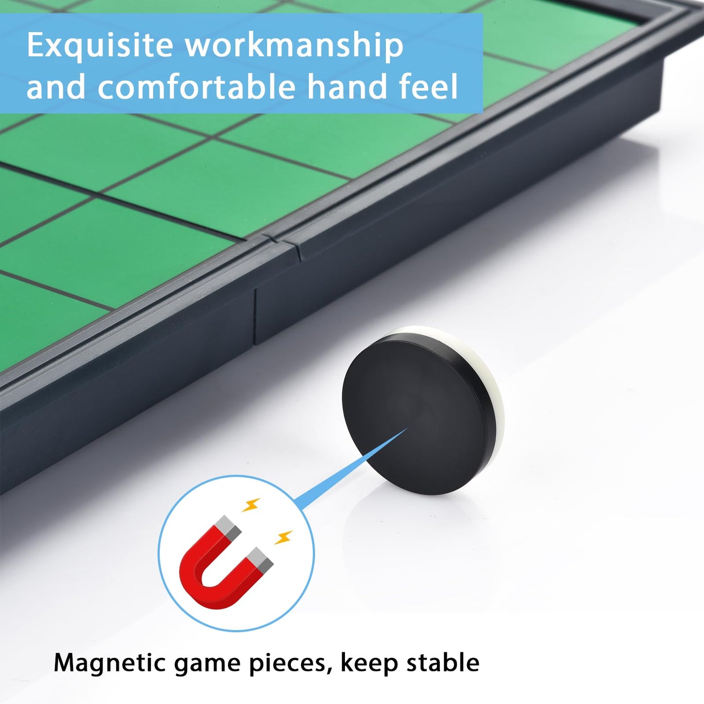 WinSTEM Magnetic Reversi Board Game Set 9.76" with Folding Board Classic Travel Games for Kids and Adults