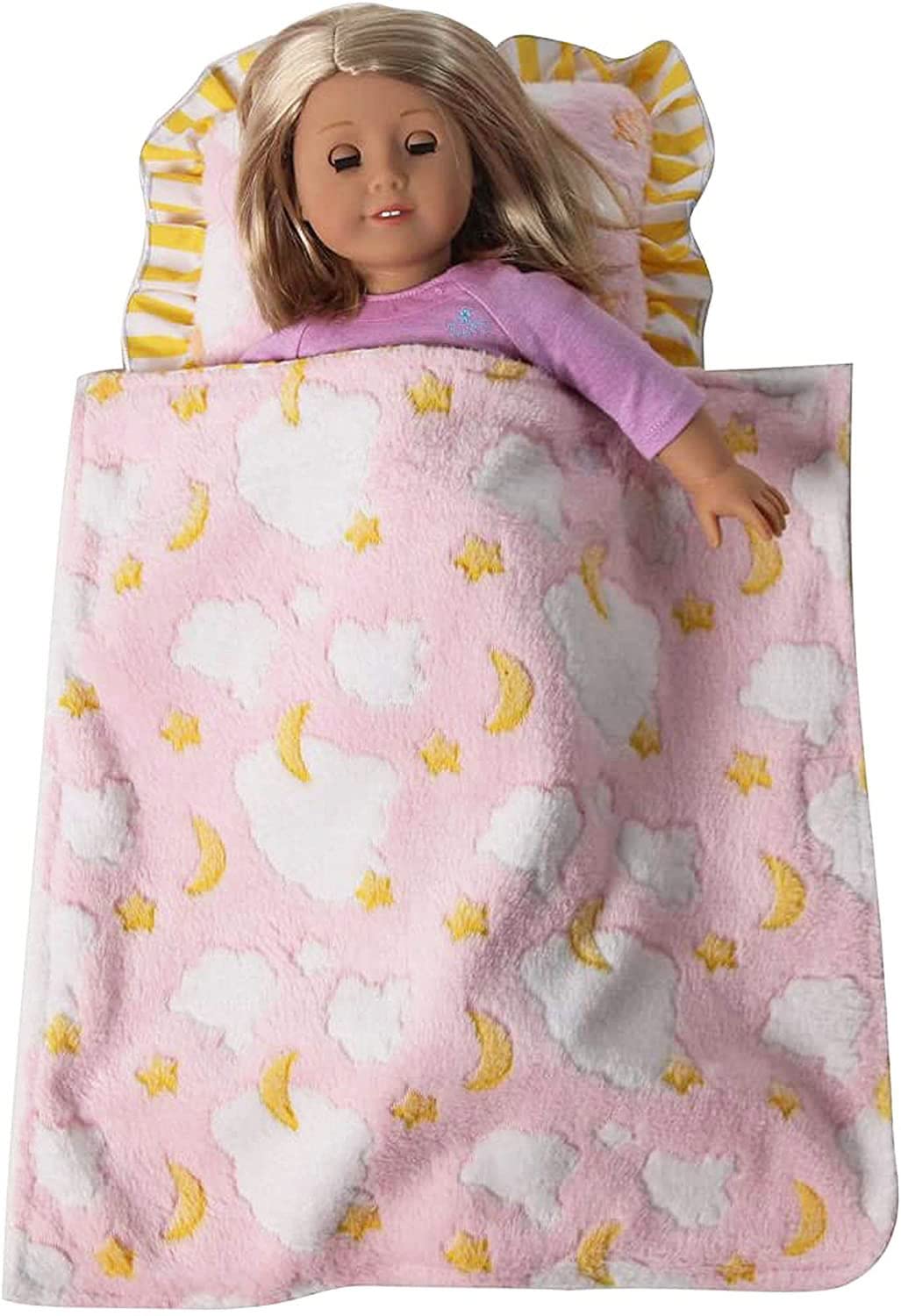 Baby Whitney Pink Clouds Doll Blanket & Pillow