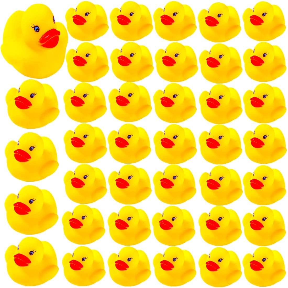 DZTIAN Mini Rubber Duck Set Yellow 12-Pieces Float & Squeak Mini Rubber Duck Baby Bath Ducky Sound ShowerToys for Kids Celebrate The Joy