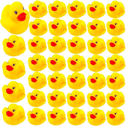 DZTIAN Mini Rubber Duck Set Yellow 12-Pieces Float & Squeak Mini Rubber Duck Baby Bath Ducky Sound ShowerToys for Kids Celebrate The Joy