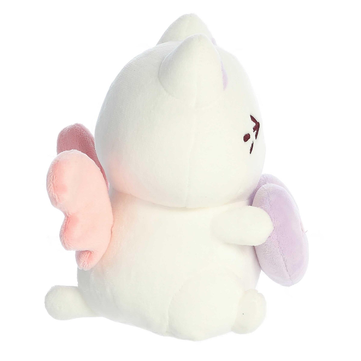Aurora Enchanting Tasty Peach Candy Heart Sitting Meowchi Stuffed Animal - Bright & Colorful Design - Showpiece Plush - White 7 Inches