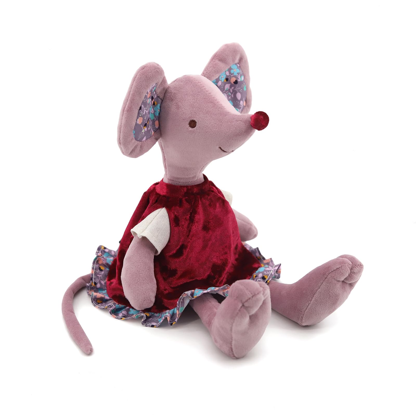 JamieCare 12'' Lovely Birthday Ballet Mouse Plush Toy Doll, Soft Stuffed Animals Cute for Toddler Boys and Girls, Red Dress and Clothes are Removable