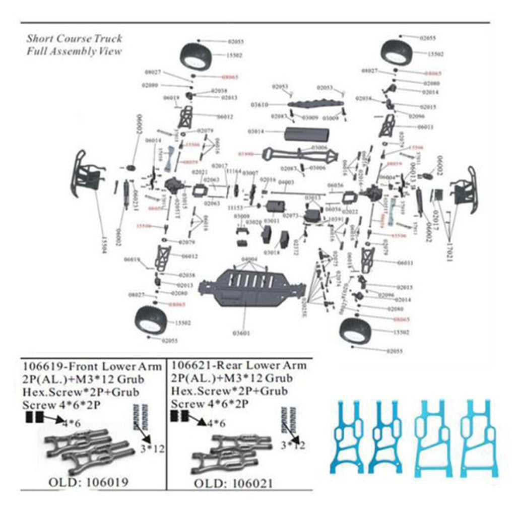 Jili Online RC Remote Control Car Parts Suspension Arms Rear Front for RC 1/10 Scale Redcat Hsp 94105/94106/94107