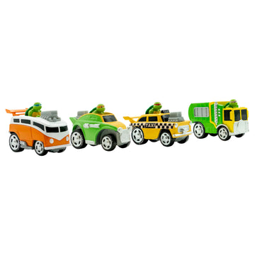 Teenage Mutant Ninja Turtles, 1:64th Diecast Shell Riders Set, Classic Styling, Leo, Raph, Donatello, and Mikey