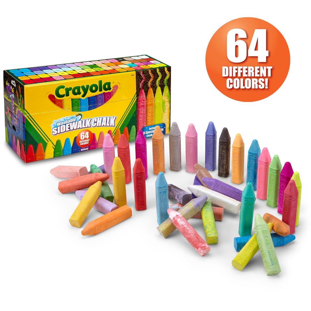 Crayola Ultimate Washable Chalk Collection (64ct), Bulk Outdoor Sidewalk Chalk for Kids, Outdoor Activities & Spring Crafts, Gifts for Kids
