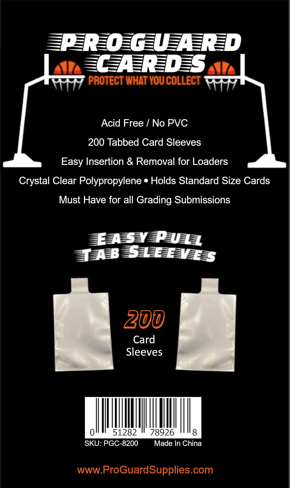 Tabbed Card Sleeves 2pks with Easy Pull Tab for Top Loaders & Semi Rigid Holders 200 Sleeves