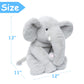 WEIGEDU Huggable Elephant Plush Toy Stuffed Animal, Gray, 13 inch