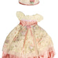 American Fashion World Pink Floral Colonial Dress for 18 Inch Dolls with Matching Bonnet