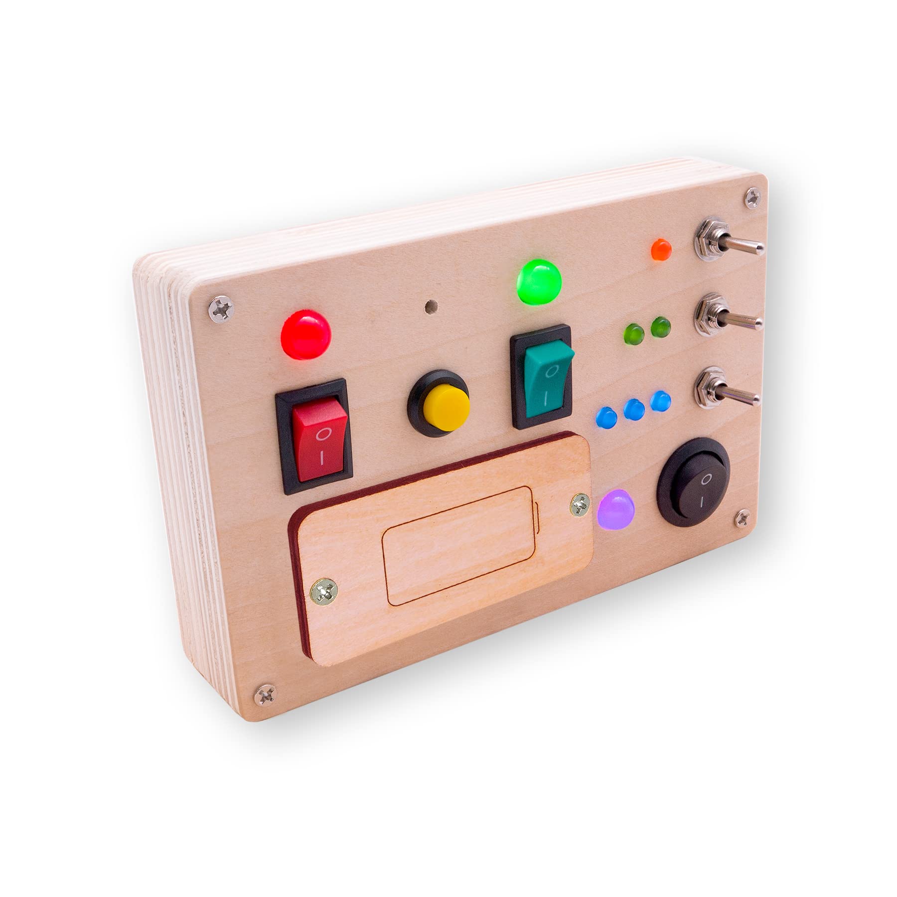 LED Light Switch Busy Board Montessori Toy Button Busy Board Kids Wooden Control Panel Kids Toy Activity Sensory Board Fidget Toy for Toddlers 1 2 3