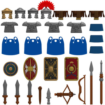 GoAssemb Medieval Roman Weapons Accessories Building Blocks Set Including Armors Spear Helmet Shield Bow, Designed for Mini Figures, MOC Bricks Parts