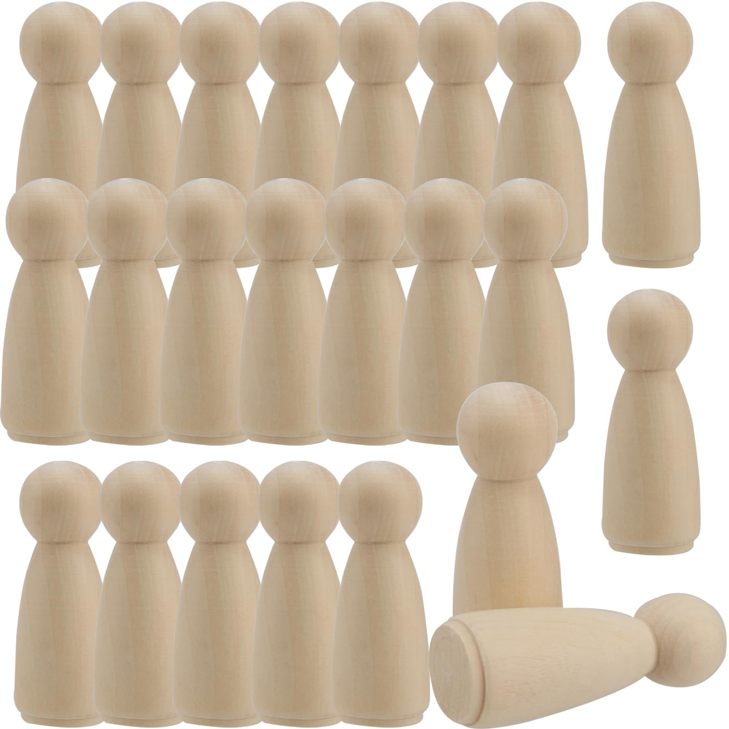 MAHIONG 30 PCS 3.5 Inch Wooden Peg Dolls, Unfinished Wood Angel Girl Shape Peg People Bodies Figures for DIY Craft, Wedding, Cake Toppers, Painting