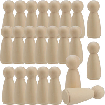 MAHIONG 30 PCS 3.5 Inch Wooden Peg Dolls, Unfinished Wood Angel Girl Shape Peg People Bodies Figures for DIY Craft, Wedding, Cake Toppers, Painting