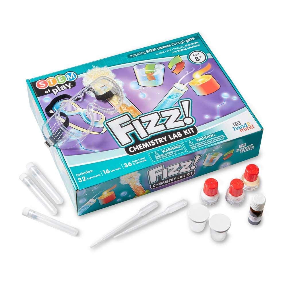 hand2mind Fizz Chemistry Science Kit for Kids Ages 8-12, 32 Science Experiments and Fact-Filled Guide, Make Your Own Foam and Crystals, Educational
