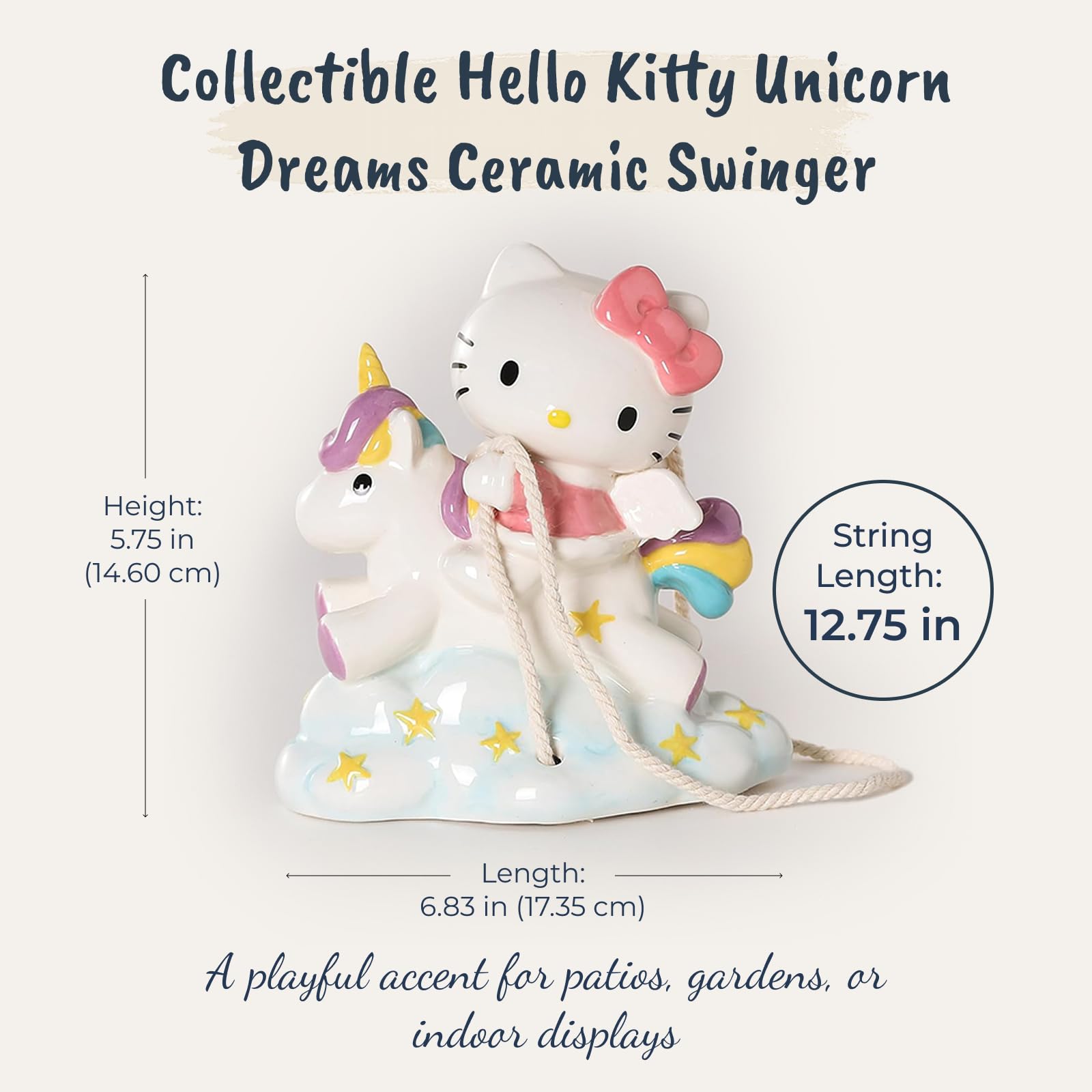 Blue Sky Clayworks Hello Kitty Unicorn Dreams Garden Swinger, Home & Kitchen Accessories, Ceramic, 23761