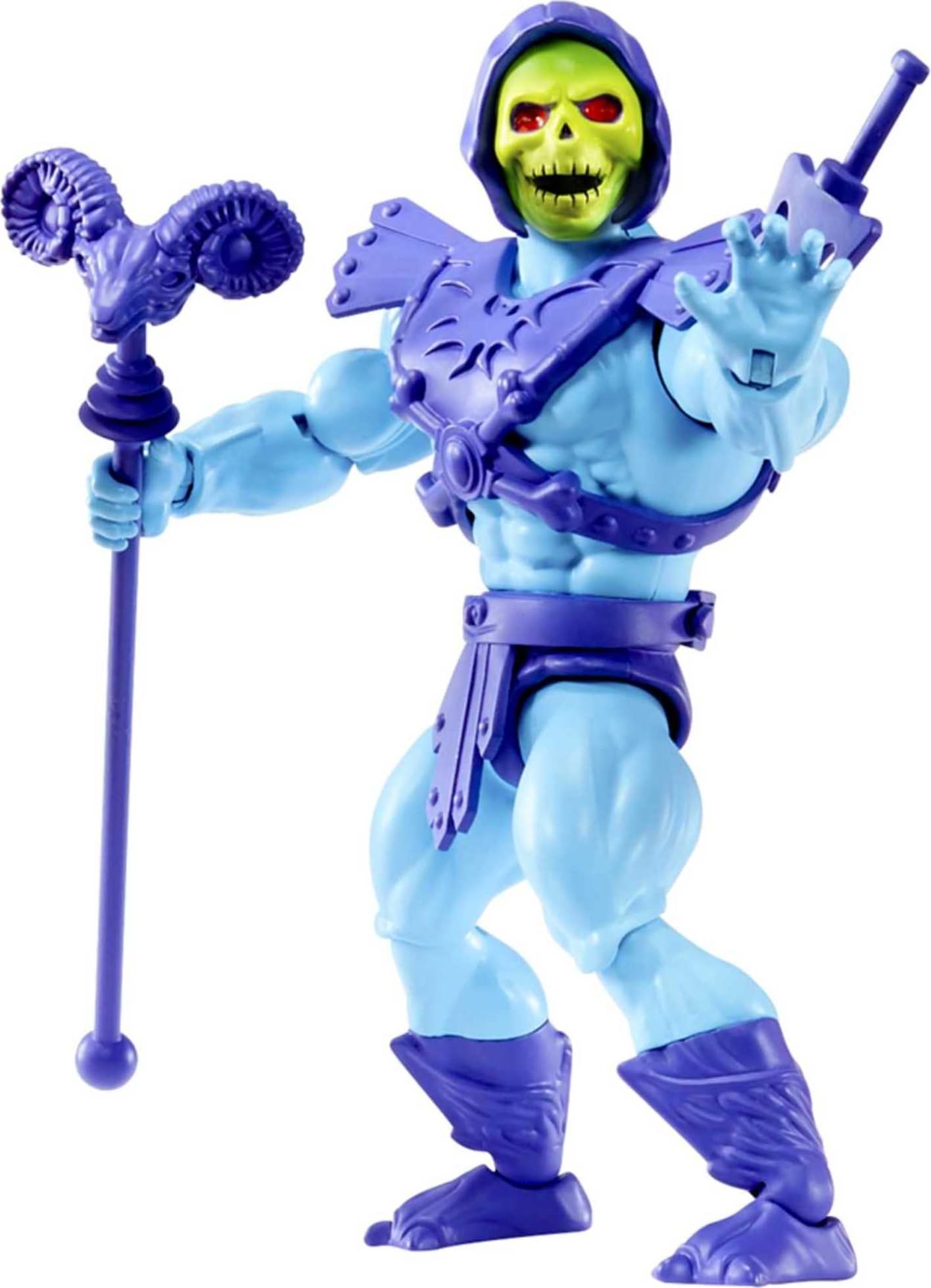 Masters of the Universe Origins Action Figure Skeletor, 5.5 Inch 1980s Motu TV Villain, Detailed Design with Harness, Havoc Staff & Sword