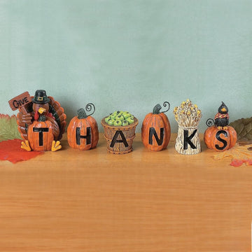 Fun Express Resin Give Thanks Blocks, Set of 6, Fall Home Decor
