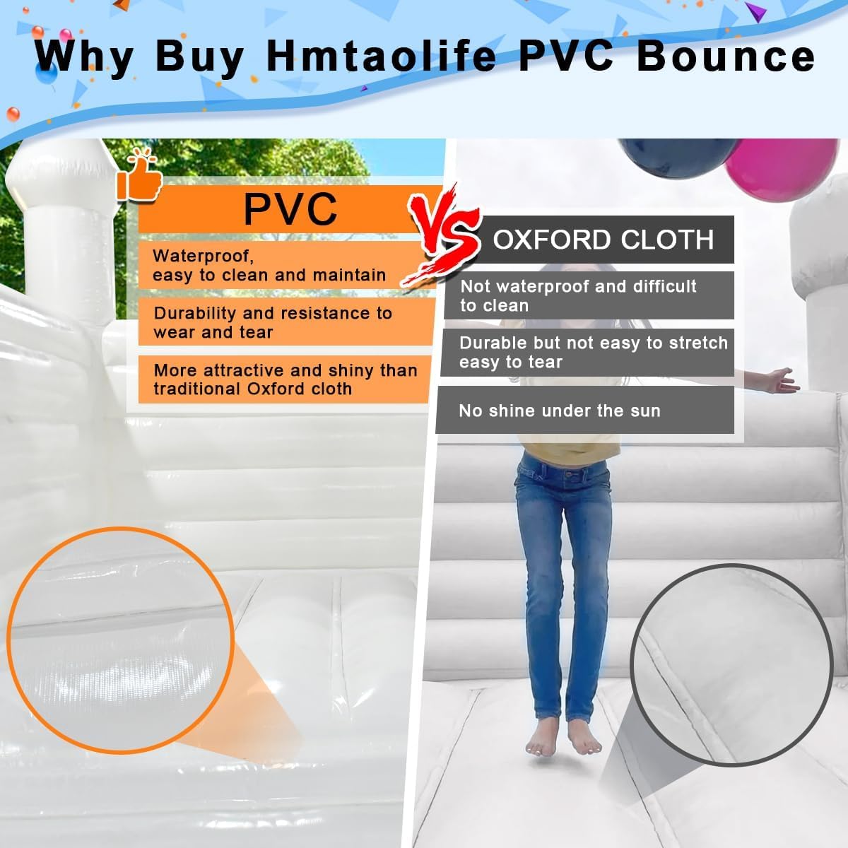 Inflatable White Bounce House for Kids, 12X12FT PVC Inflatable Jumping Castle for Party with 950w Air Blower, Durable and Easy to Set up, for Wedding