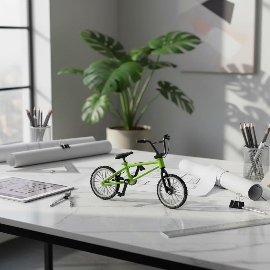 1/18 Scale Mini Diecast Mountain Bike, Finger Bicycle Model, Desktop Decor Art Craft (Green)