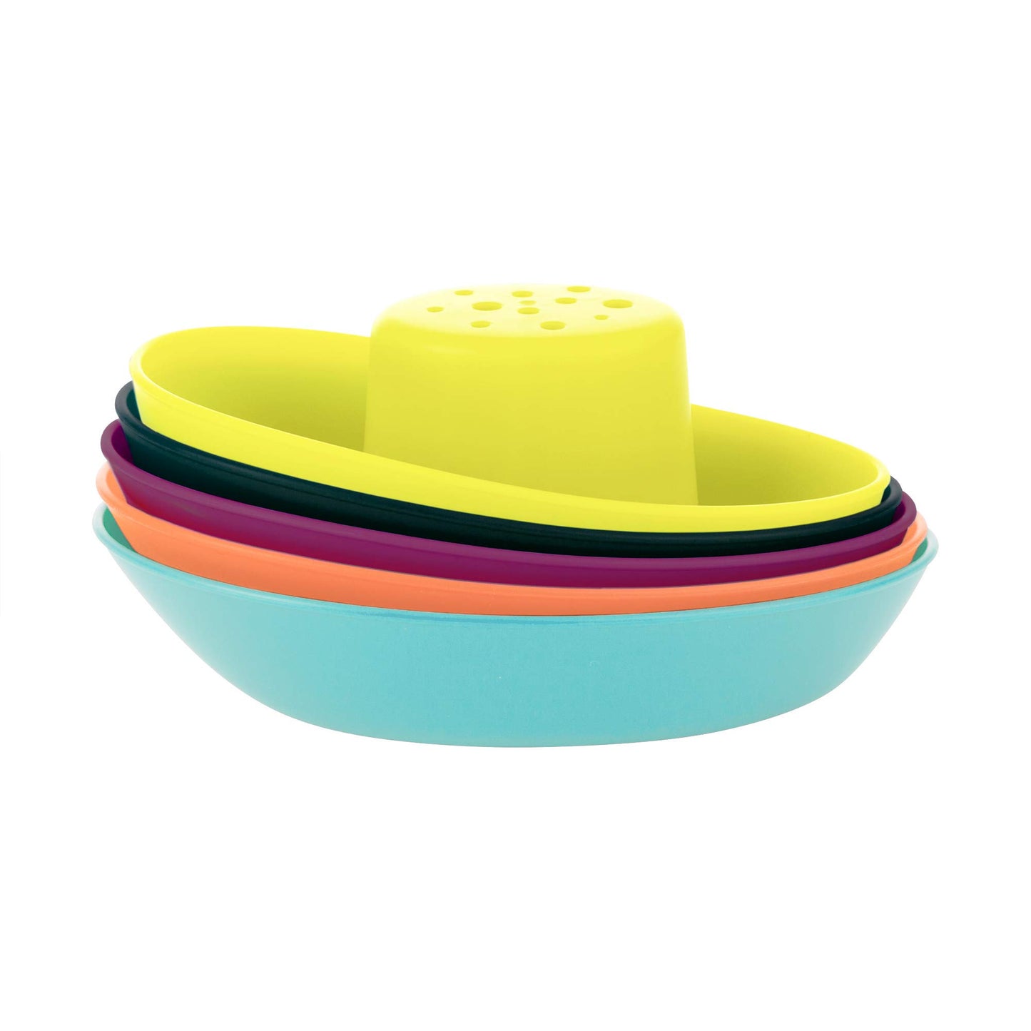 Boon Fleet Toy Boat Baby Bath Toys - Stacking Boat Toy Set for Bath Time Fun - Toddler and Baby Stacking Bathtub Toys With Drain Holes - 5 Count