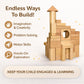 MOD Complete 100-Piece Wood Building Blocks Set - Includes Heavy Duty Shape-Sorter Lid & Storage Bucket Wooden Blocks, Educational Screen-Free Toy