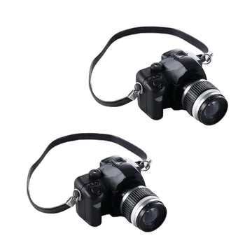 2Pcs Black 1:4 Scale Mini Camera Prop Ornament Vintage Camera Model, Miniature Digital Camera Mini Decoration Accessories Photography Props Ornament