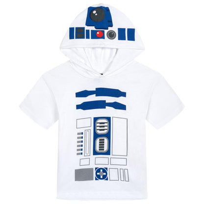 STAR WARS Toddler Boys' Cosplay Hooded T-Shirt R2D2 White Blue 4T