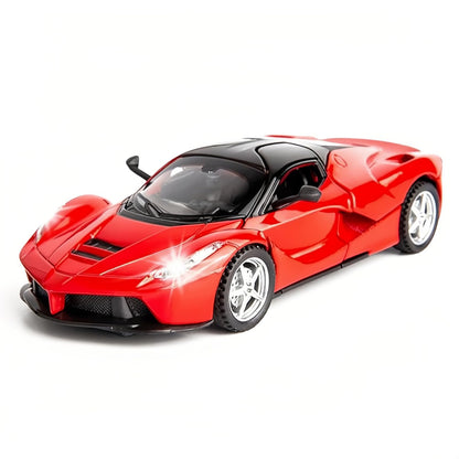 WAKAKAC 1/32 Race Model Car, Pull Back Toy Car Vehicle Alloy Diecast Model, Openable Doors, Collectible Gift Cars for Kids Ages 3-8 (Red)