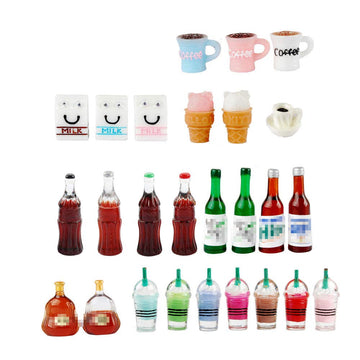 NWFashion Miniature Food Drinks Toys Bottle for Adults Childrens Pretend Play Kitchen Cooking Game Dollhouse Decor(26pcs Mix)
