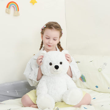Tezituor White Teddy Bear Stuffed Animal, Cute 18 inch Big Stuffed Teddy Bear Plush Toy, Soft Teddy Bear Plush Birthday Party Gift for Boys Girls