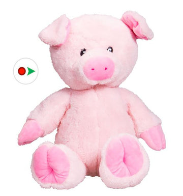 Stuffems Toy Shop Record Your Own Plush 16 inch Pink Pig - Ready 2 Love in a Few Easy Steps