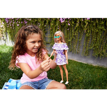Barbie Loves The Ocean Beach-Themed Doll (11.5-inch Blonde), Made from Recycled Plastics, Wearing Fashion & Accessories, Gift for 3 to 7 Year Olds