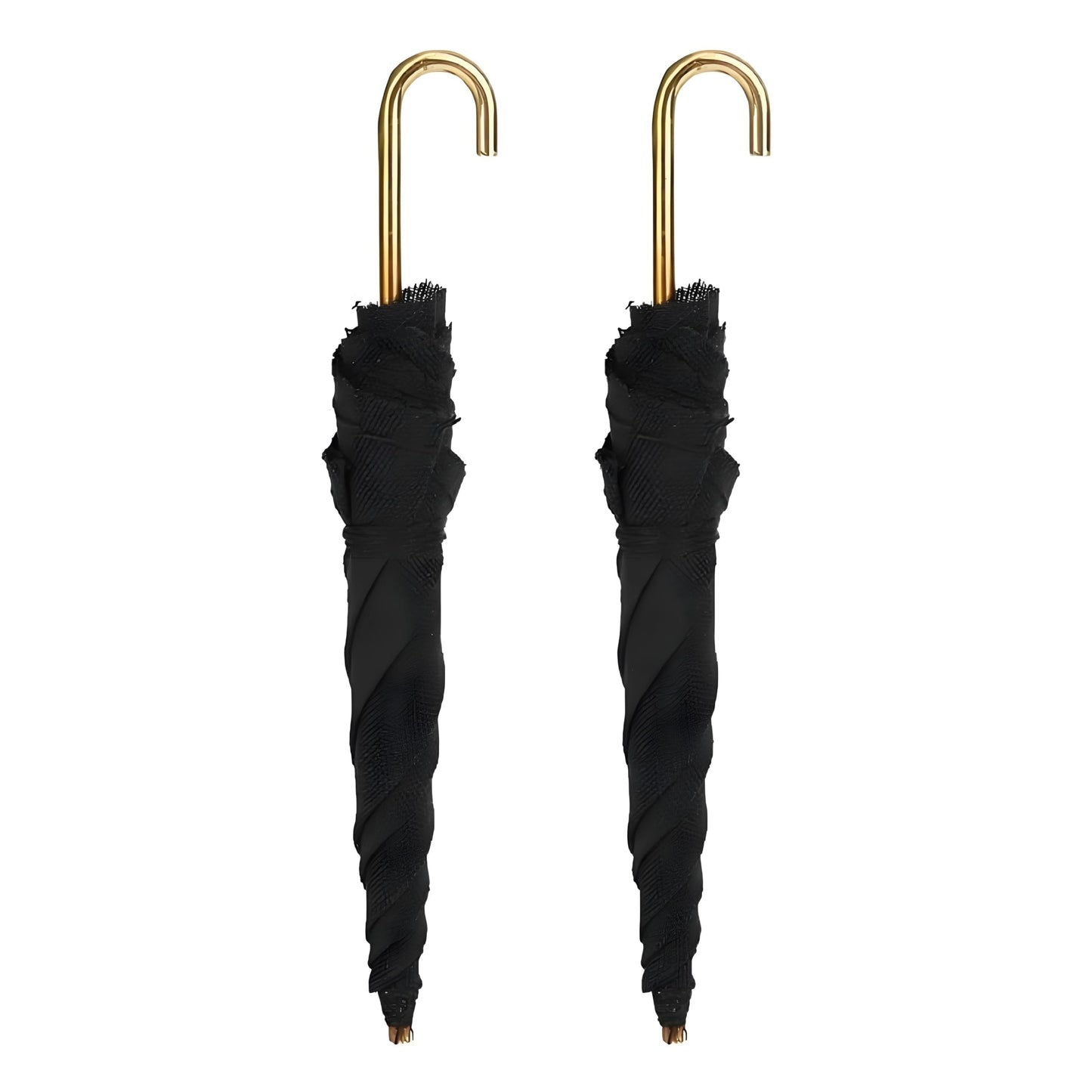 2Pcs Miniature Umbrellas, 1:12 Scale, Black Cloth, Mini Furniture Decorative Accessories, Dollhouse Umbrella