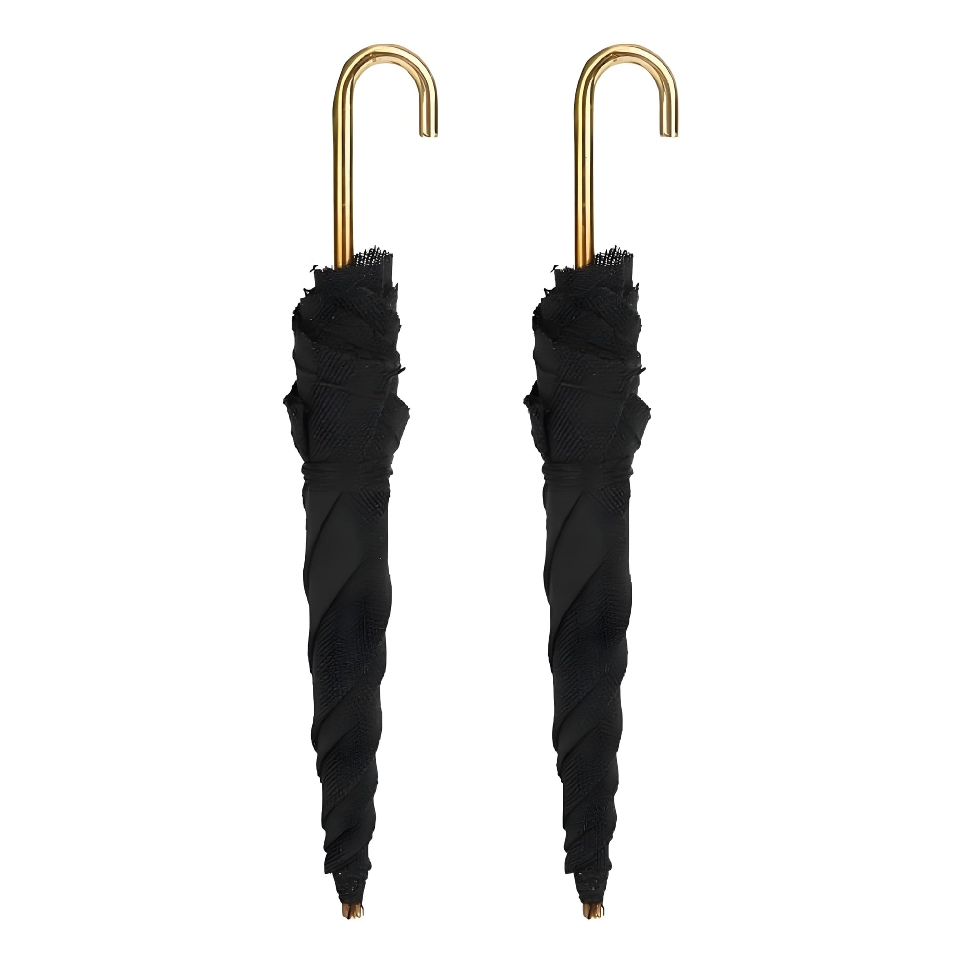 2Pcs Miniature Umbrellas, 1:12 Scale, Black Cloth, Mini Furniture Decorative Accessories, Dollhouse Umbrella