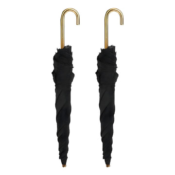 2Pcs Miniature Umbrellas, 1:12 Scale, Black Cloth, Mini Furniture Decorative Accessories, Dollhouse Umbrella