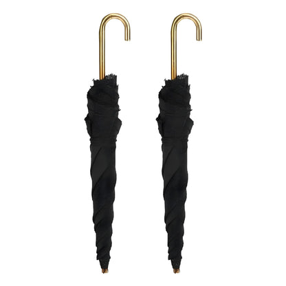 2Pcs Miniature Umbrellas, 1:12 Scale, Black Cloth, Mini Furniture Decorative Accessories, Dollhouse Umbrella