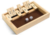 Classic Dice Board Game - 9 Number Flip Tiles with Natural Wooden Box - 11 inches