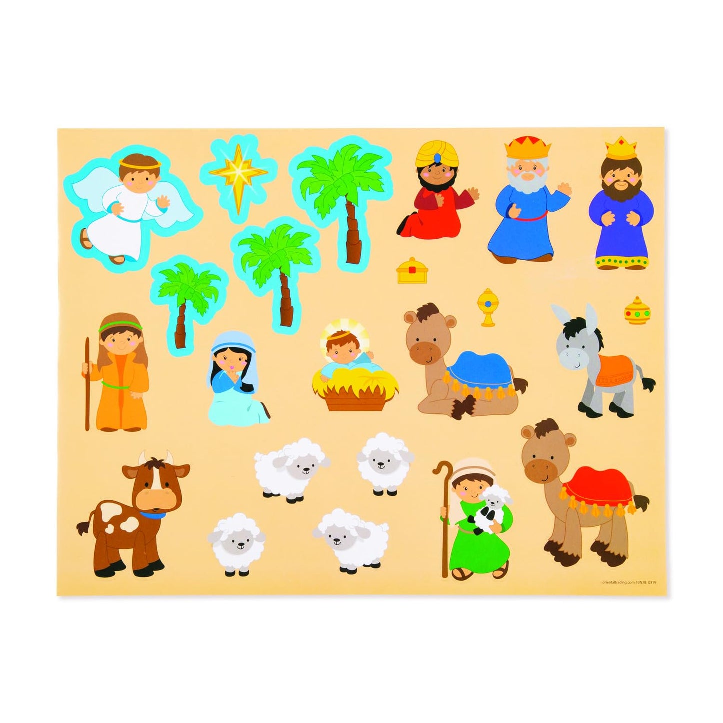 Fun Express - Design Your Own Nativity Sticker Scene for Christmas - Stationery - 12 Pieces